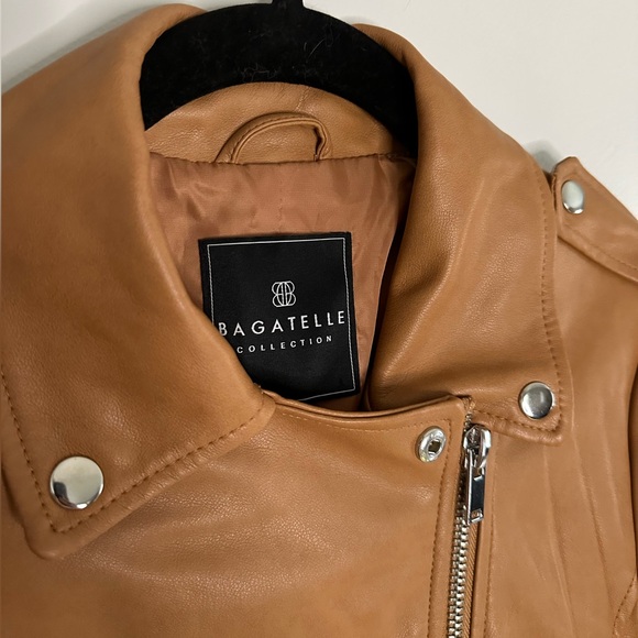Bagatelle Tan Faux Leather Moto Jacket (M) - Picture 5 of 8